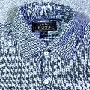 Jos A Bank Reserve Men's Herringbone Shirt‎ Short Sleeve Traditional Fit